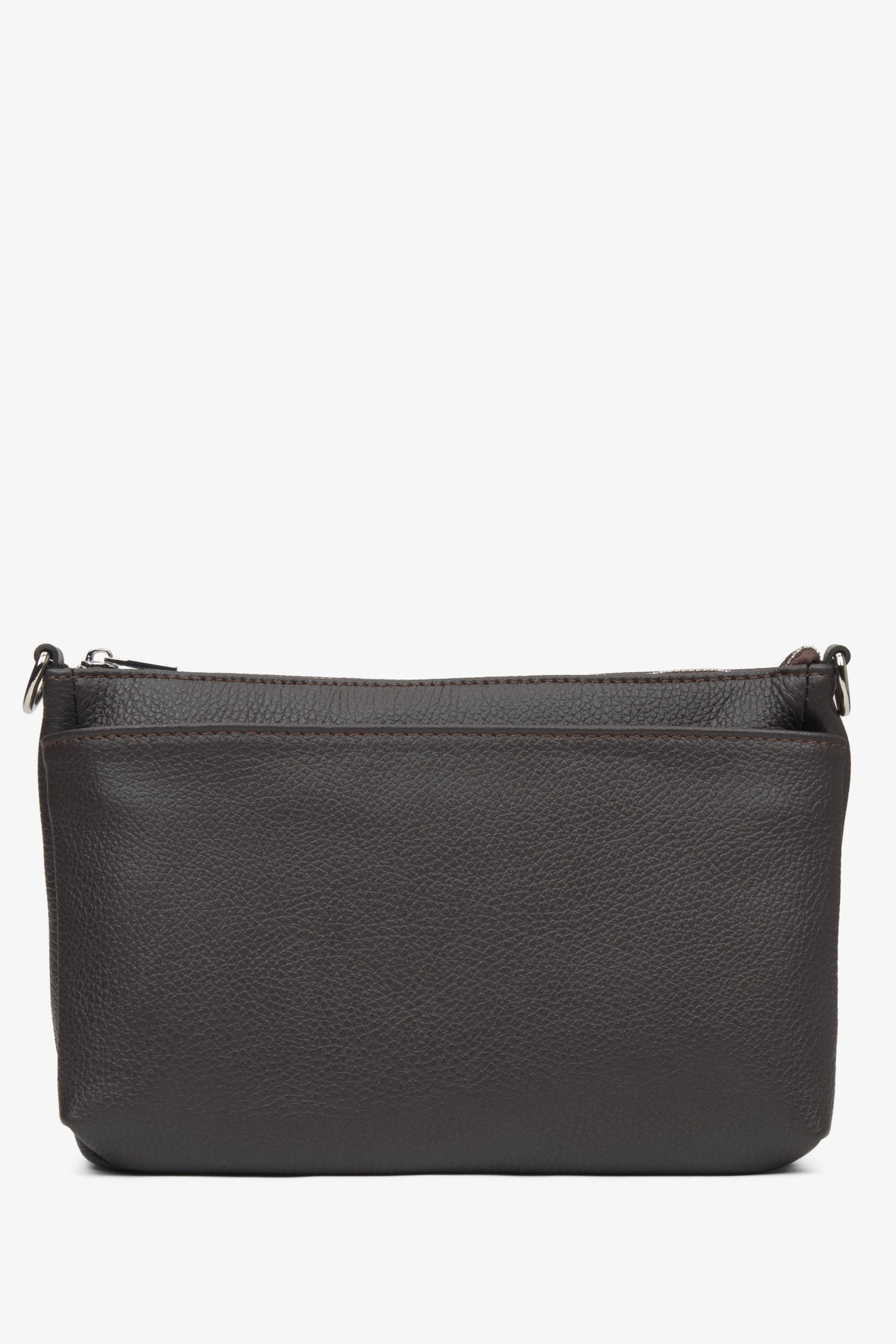 Dunkelbraune Umhängetasche für Damen aus hochwertigem italienischem Leder von Estro.