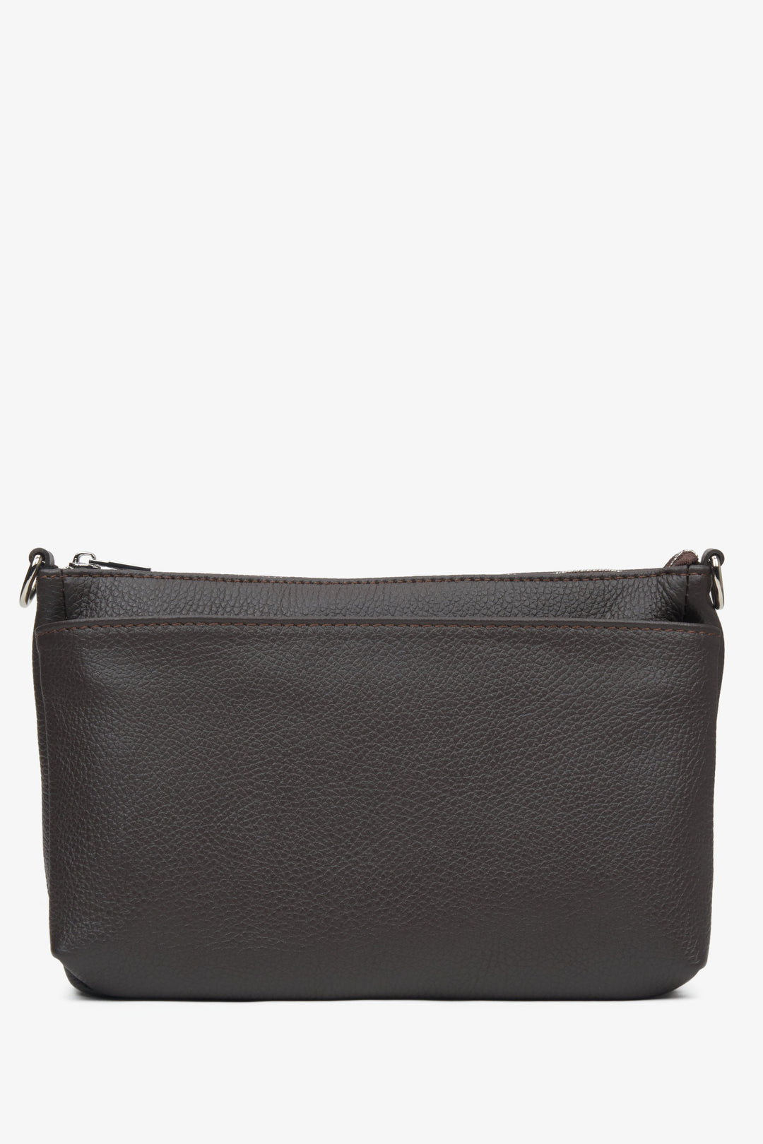Dunkelbraune Umhängetasche für Damen aus hochwertigem italienischem Leder von Estro.