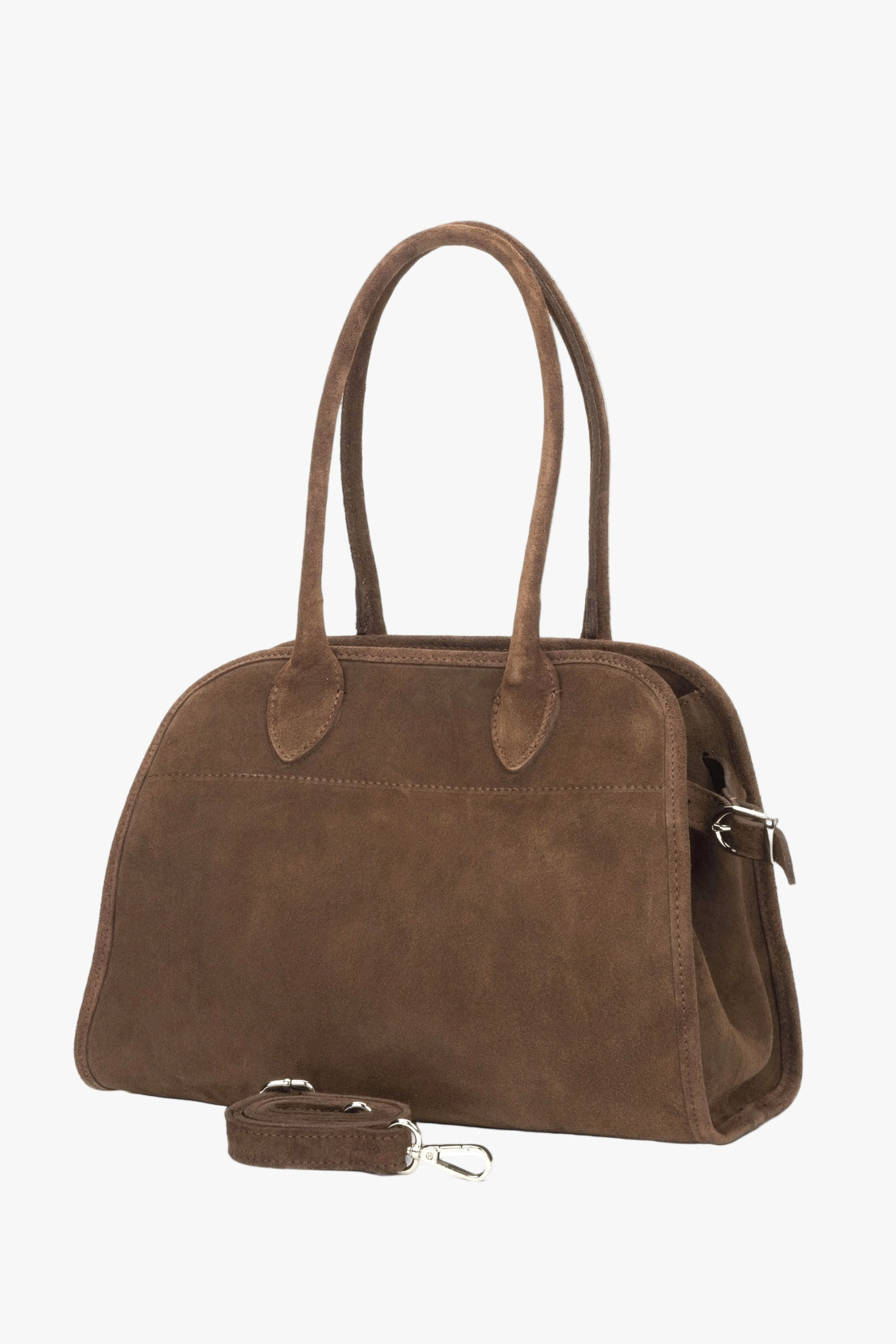 Dunkelbraune Estro Handtasche aus weichem italienischem Velours ER00116693