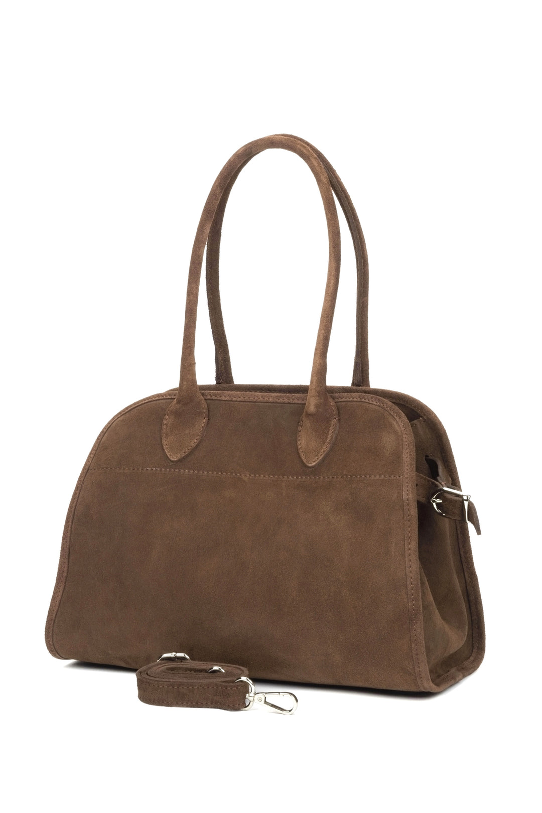Dunkelbraune Estro Handtasche aus weichem italienischem Velours ER00116693