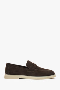 Dunkelbraune Herren Loafer aus italienischem Echtvelours Estro ER00117294.