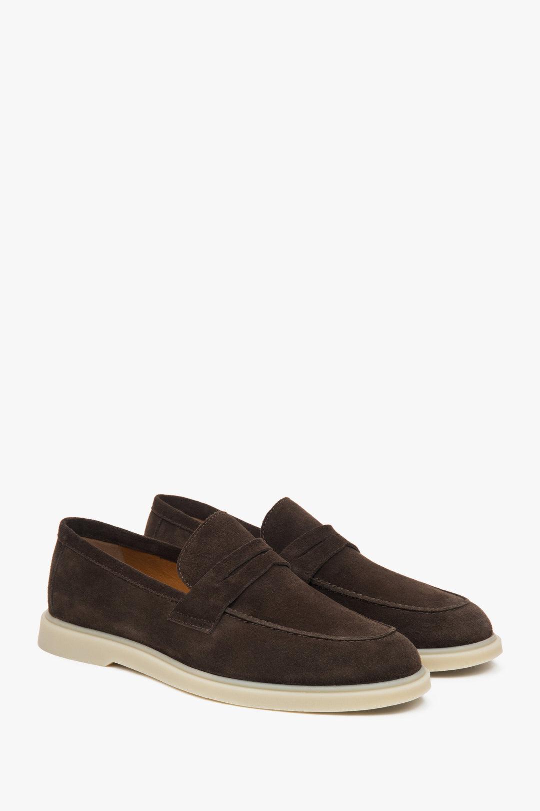 Elegante dunkelbraune Herren-Loafer von Estro, aus hochwertigem italienischem Naturveloursleder.