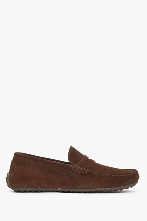 Dunkelbrauner Herren-Loafer aus echtem Velours Estro ER00117605.