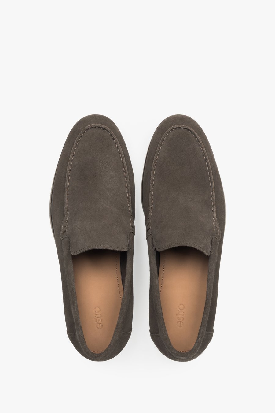 Komfortable Estro Mokassins für Herren aus echtem Veloursleder in elegantem Dunkelbraun.