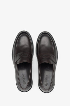 Dunkelbraune Herren Penny Loafer aus Leder von Estro ER00115808