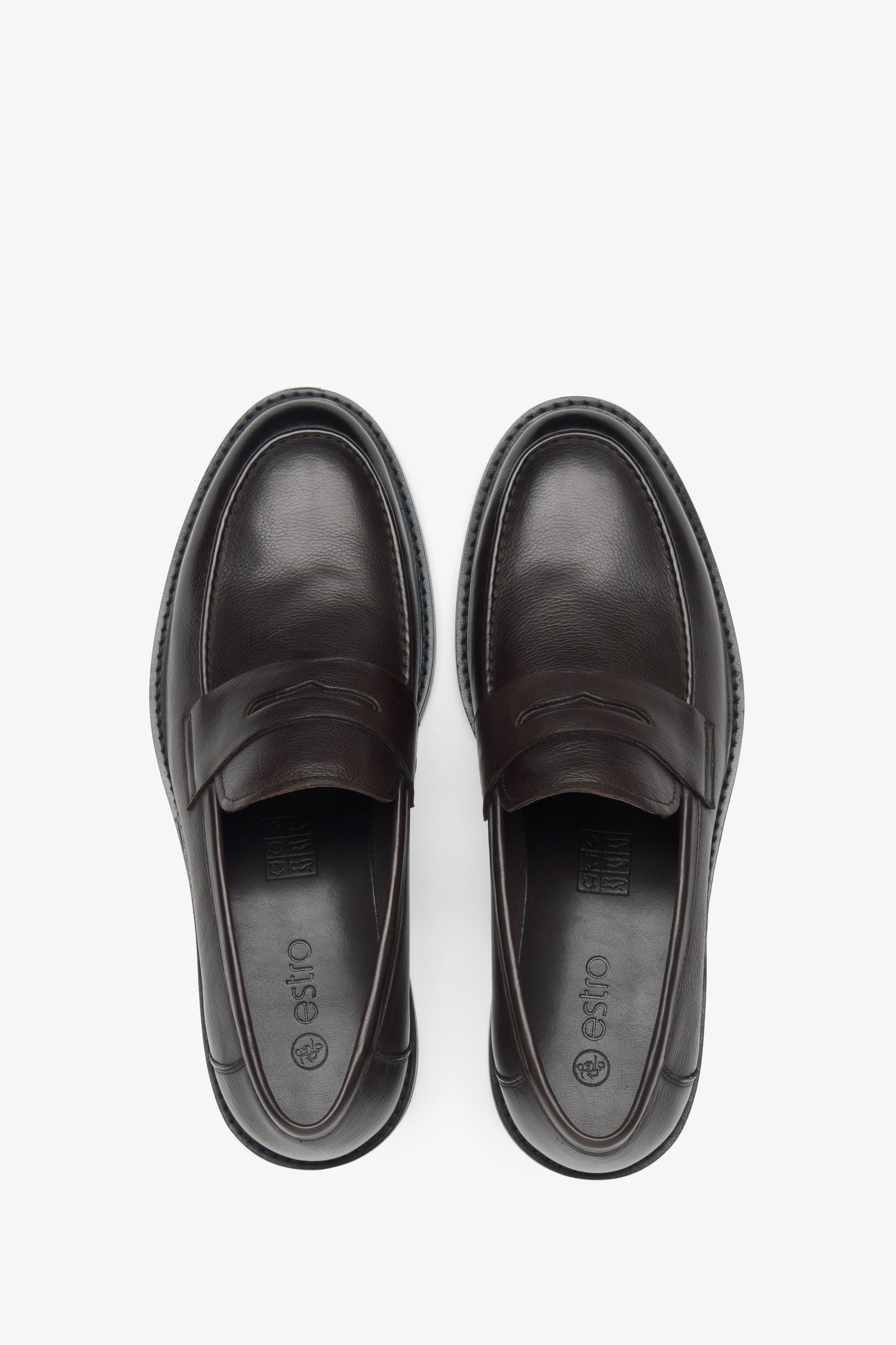 Dunkelbraune Herren Penny Loafer aus Leder von Estro ER00115808