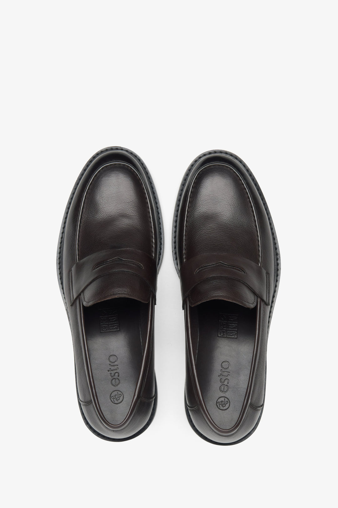 Dunkelbraune Herren Penny Loafer aus Leder von Estro ER00115808