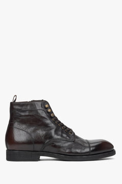 Dunkelbraune Herren-Schnürstiefeletten aus Echtem Leder Estro ER00116159.