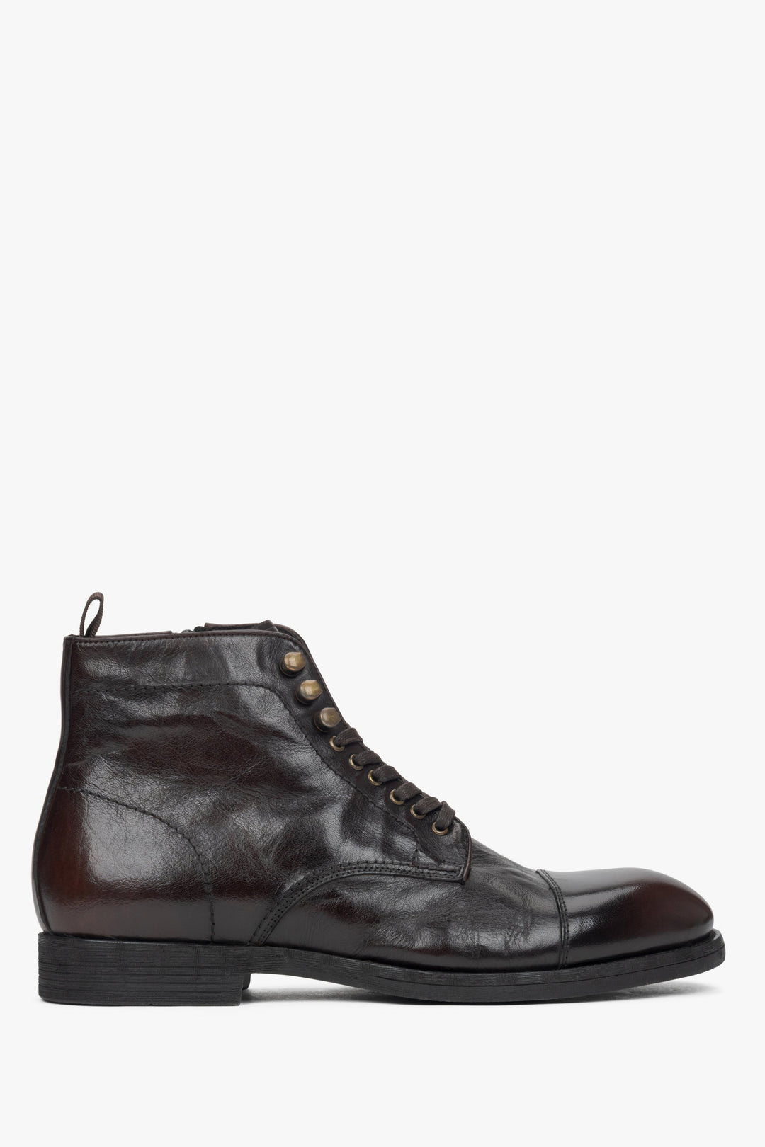 Dunkelbraune Herren-Schnürstiefeletten aus Echtem Leder Estro ER00116159.