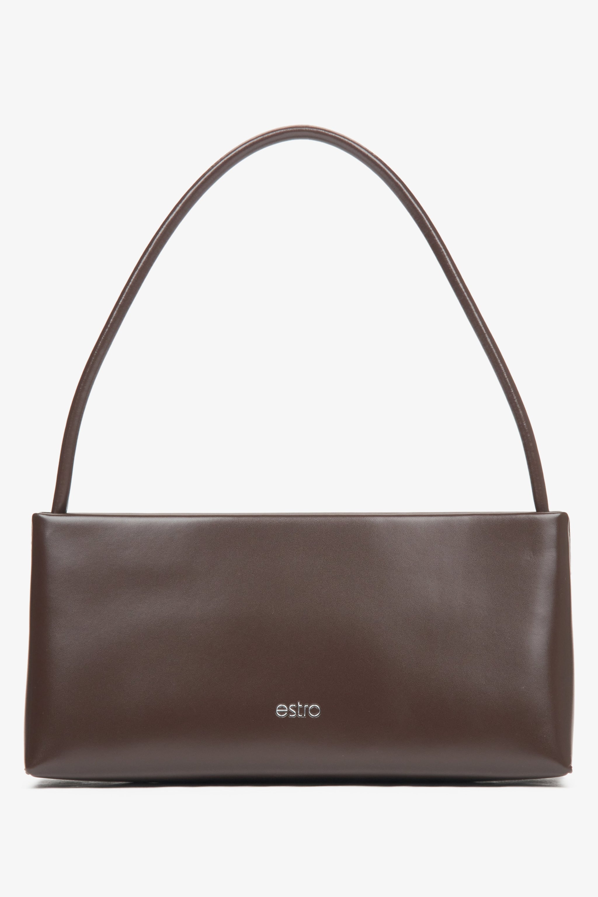 Dunkelbraune Damen-Schultertasche aus edlem Leder Estro ER00115966.