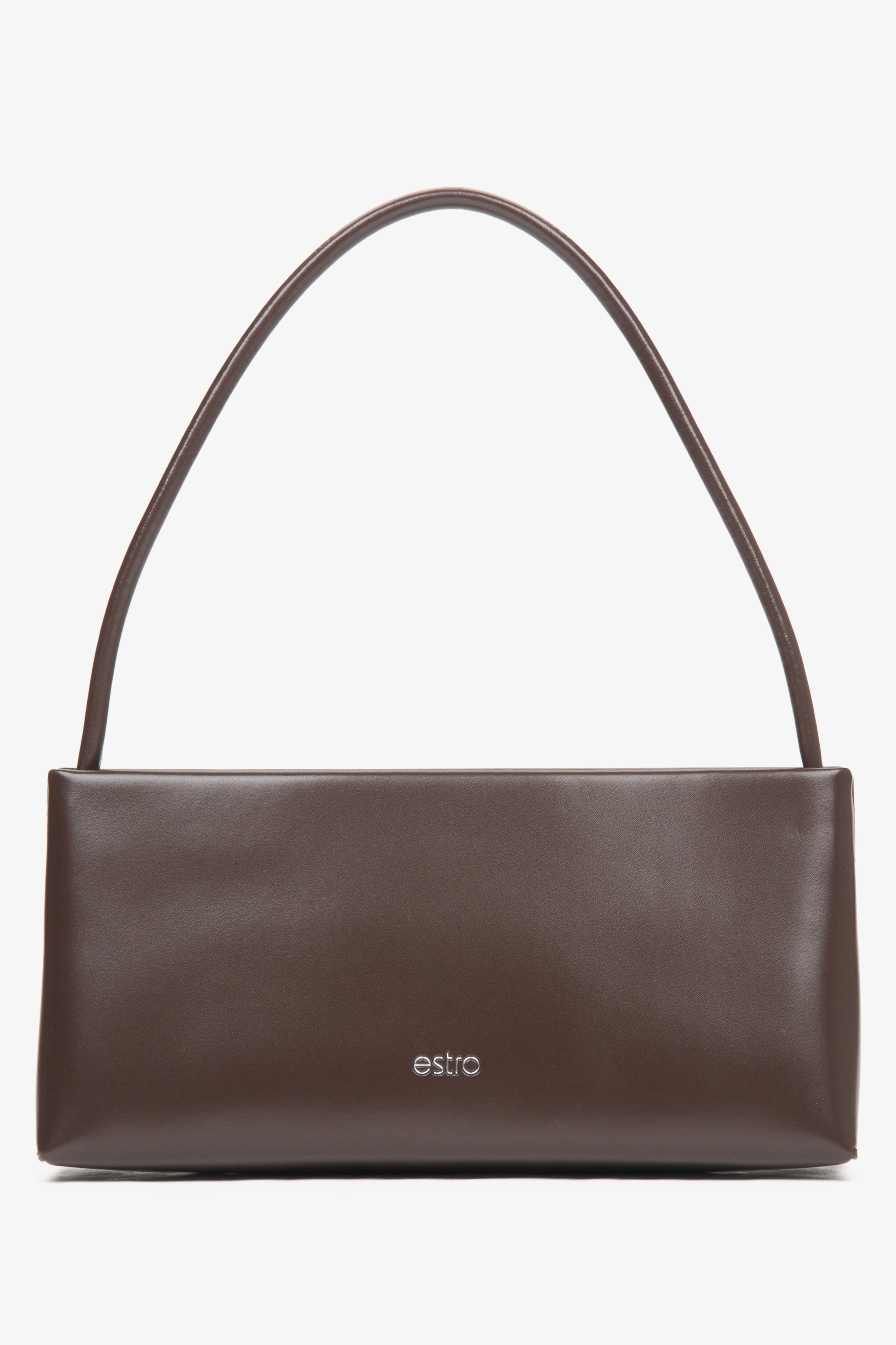 Dunkelbraune Damen-Schultertasche aus edlem Leder Estro ER00115966.