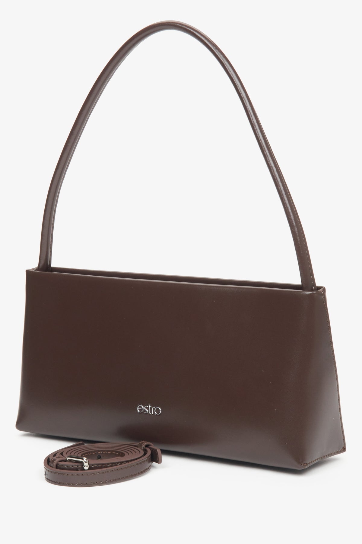 Dunkelbraune Damen-Schultertasche von Estro aus hochwertigem Echtleder.