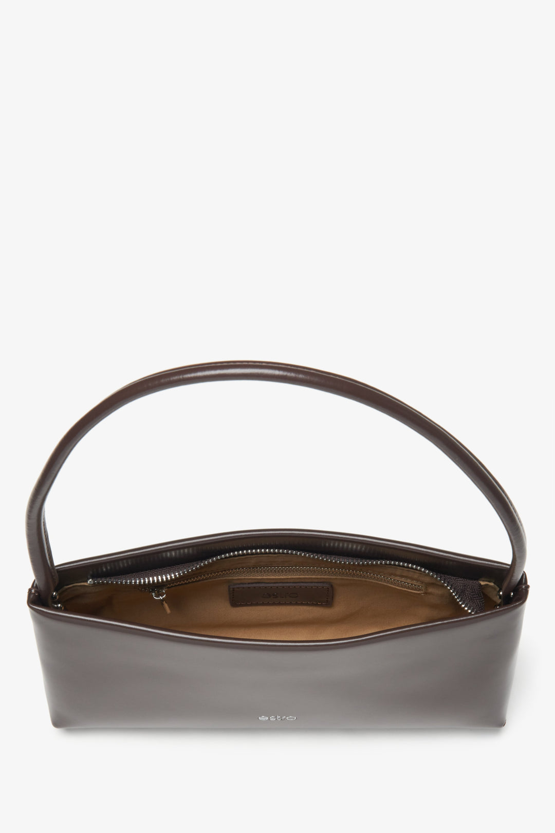 Elegante dunkelbraune Umhängetasche für Damen mit verstellbarem Schulterriemen.