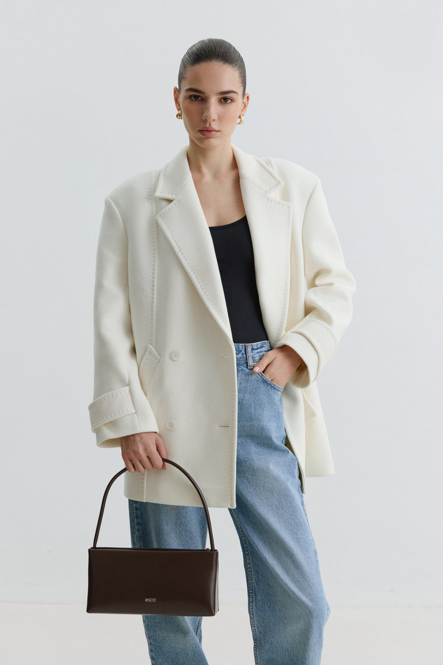 Dunkelbraune Damen-Schultertasche aus edlem Leder Estro.