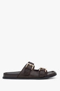 Dunkelbraune Pantolette aus Leder mit verstellbaren Riemen für Damen Estro ER00117197.