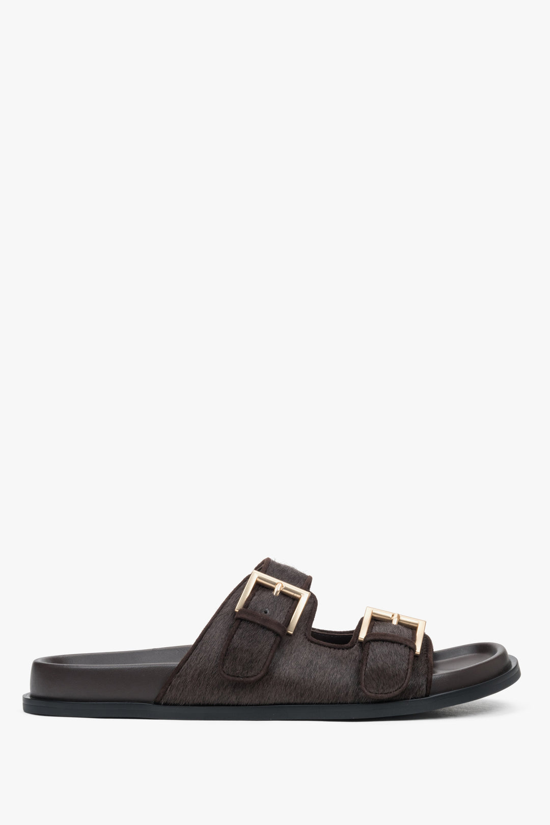 Dunkelbraune Pantolette aus Leder mit verstellbaren Riemen für Damen Estro ER00117197.
