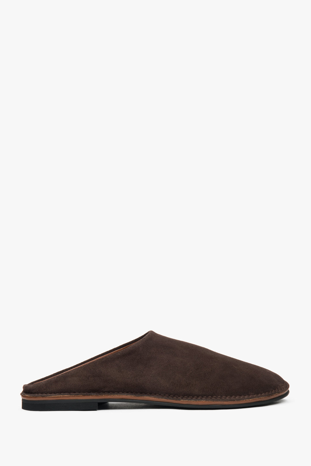 Damen-Mules aus weichem Veloursleder in warmem Sattelbrown – Estro ER00117373
