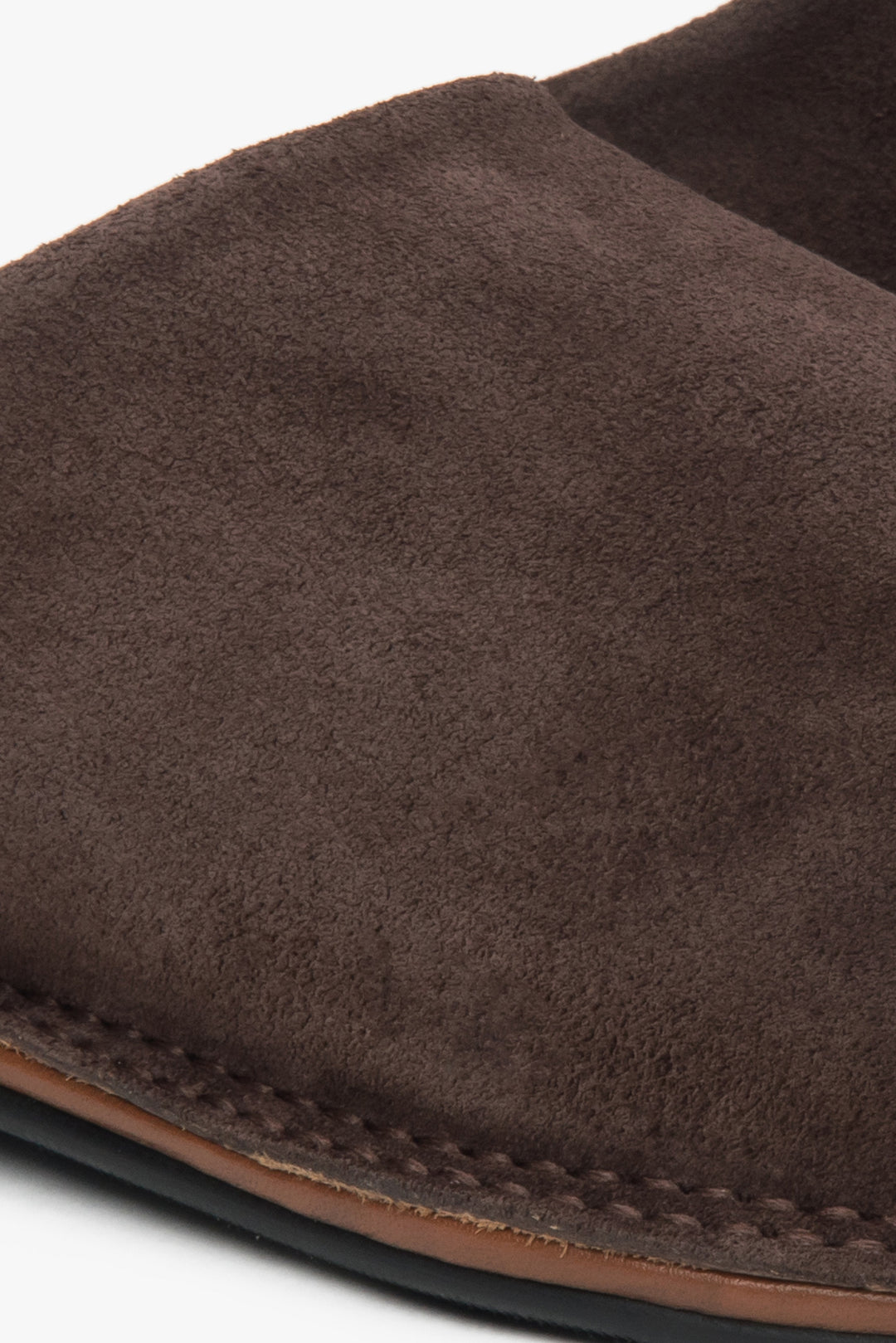 Hochwertige Sommer-Mules aus echtem Veloursleder in Sattelbrown – Estro ER00117373