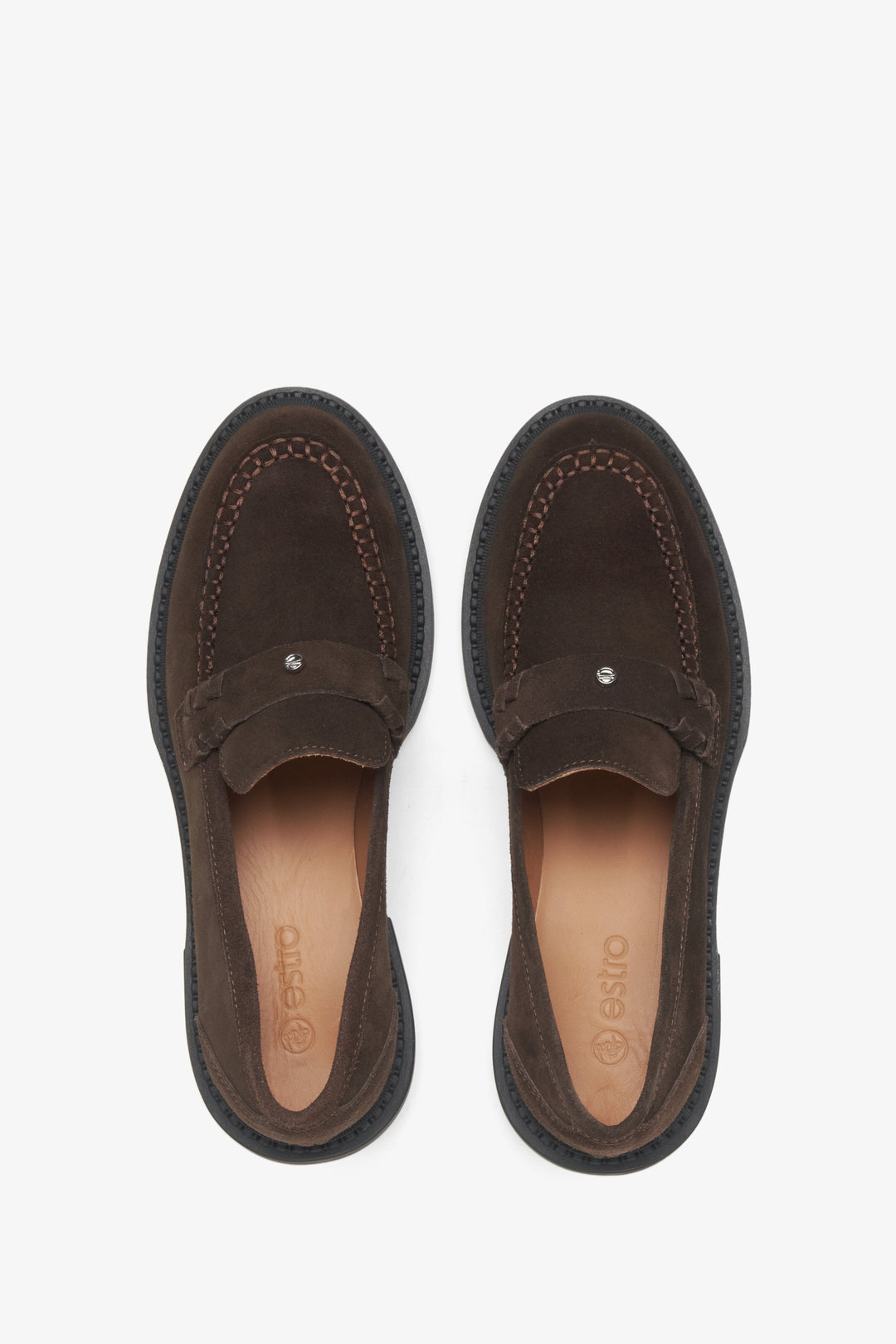 Hochwertige Damen-Loafer aus Veloursleder in Braun, Estro ER00115647