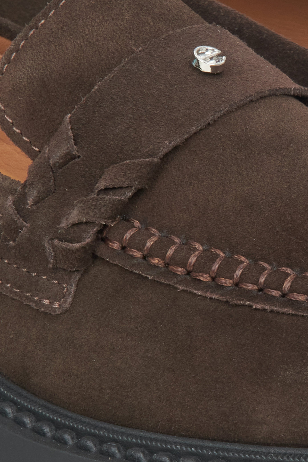 Braune Loafer für Damen aus weichem italienischem Velours, Estro ER00115647