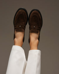 Estro Premium Penny-Loafer für Damen aus italienischem Velours.