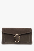 Dunkelbraune Damen-Schultertasche aus italienischem Premium-Naturvelours Estro ER00117943.