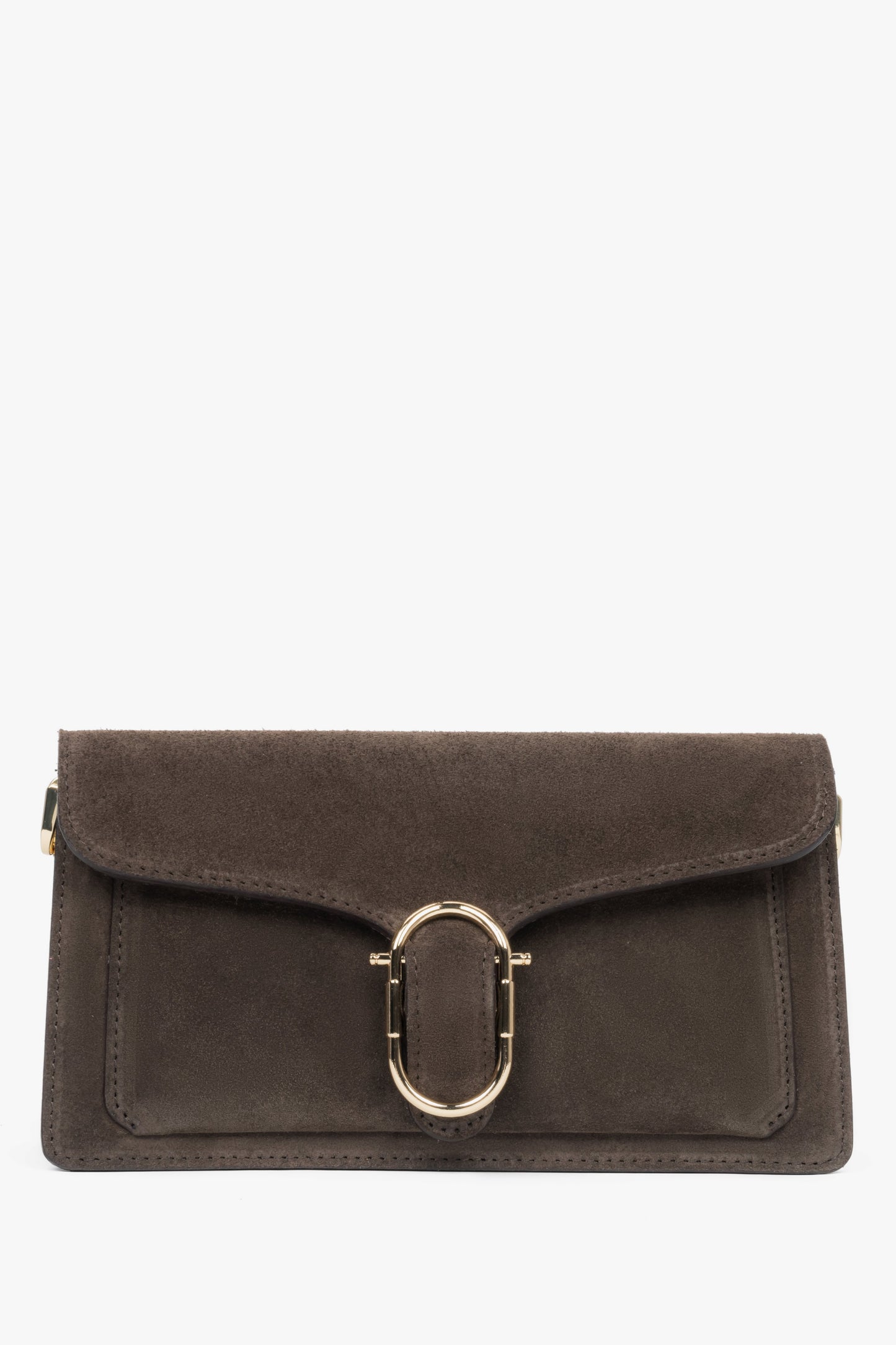 Dunkelbraune Damen-Schultertasche aus italienischem Premium-Naturvelours Estro ER00117943.
