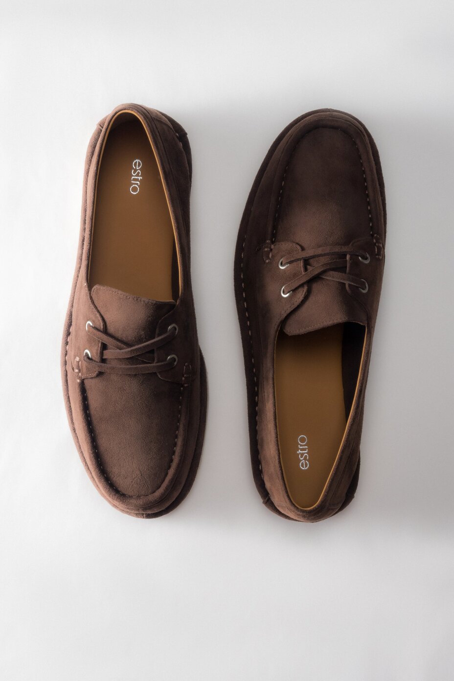 Dunkelbraune Damen Segelloafer aus echtem Velours Estro ER00117142