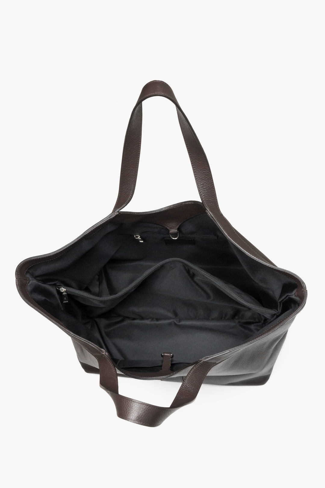 Dunkelbraune Damen-Shopper-Tasche von Estro aus hochwertigem italienischem Premium-Leder. 