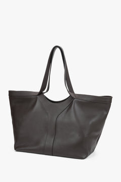 Geräumige dunkelbraune Leder-Shopper-Tasche für Damen – ideal für Business und Alltag.