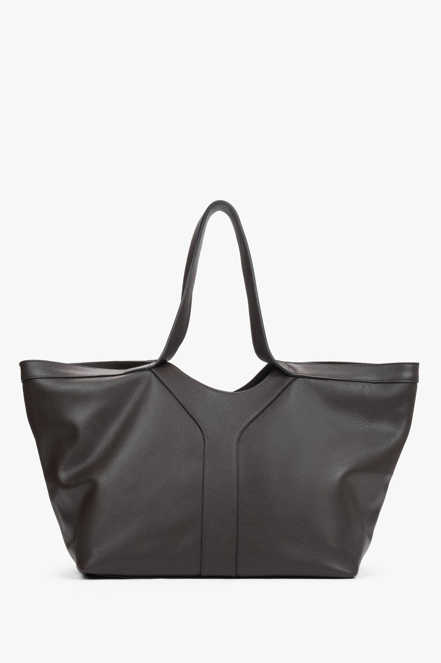 Eleganter dunkelbrauner Leder-Shopper aus der Estro Premium-Kollektion.