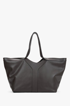 Eleganter dunkelbrauner Leder-Shopper aus der Estro Premium-Kollektion.