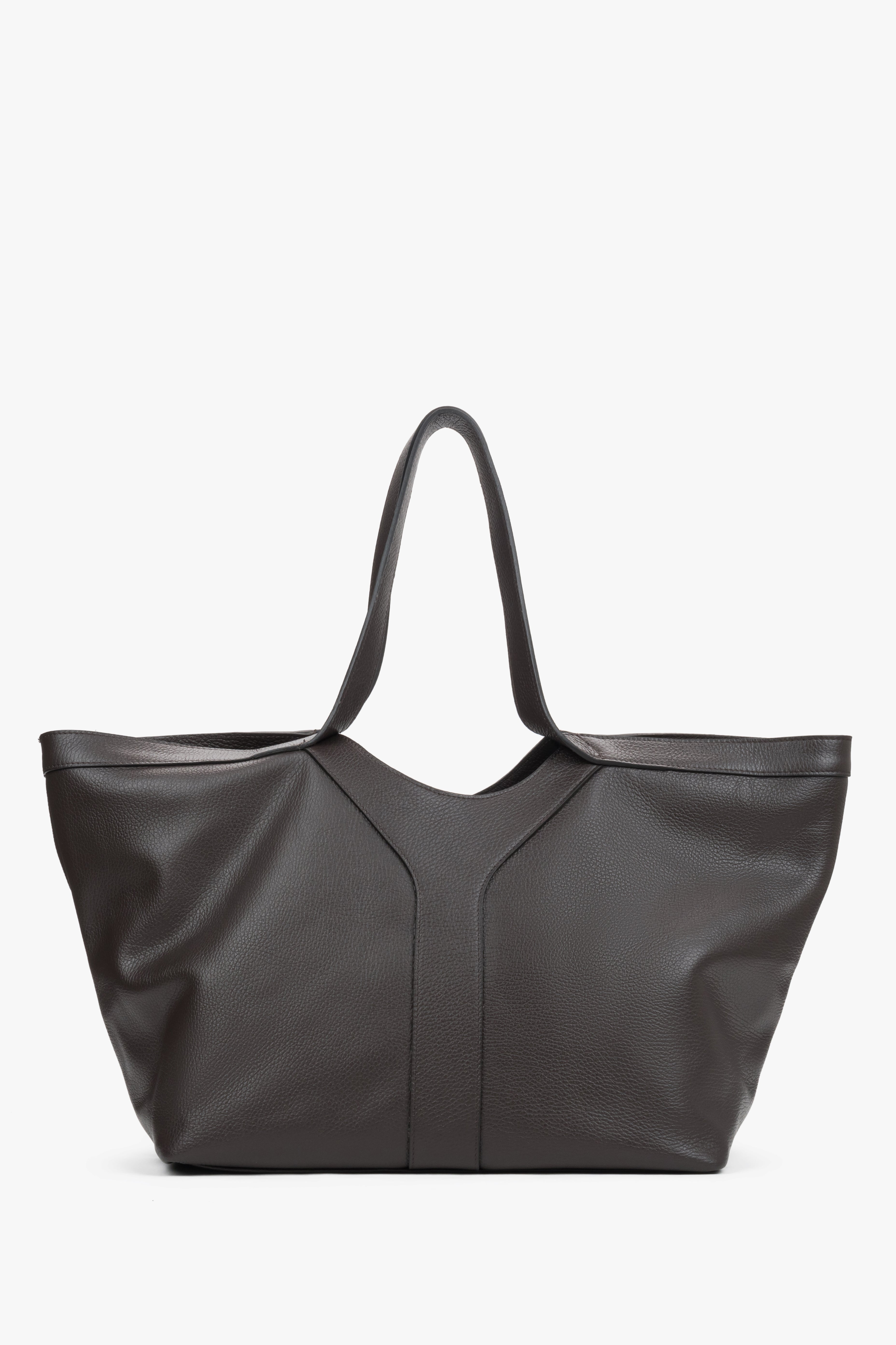 Eleganter dunkelbrauner Leder-Shopper aus der Estro Premium-Kollektion.
