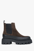 Dunkelbrauner Damen-Chelsea-Boot aus edlem Velours Estro ER00117952.