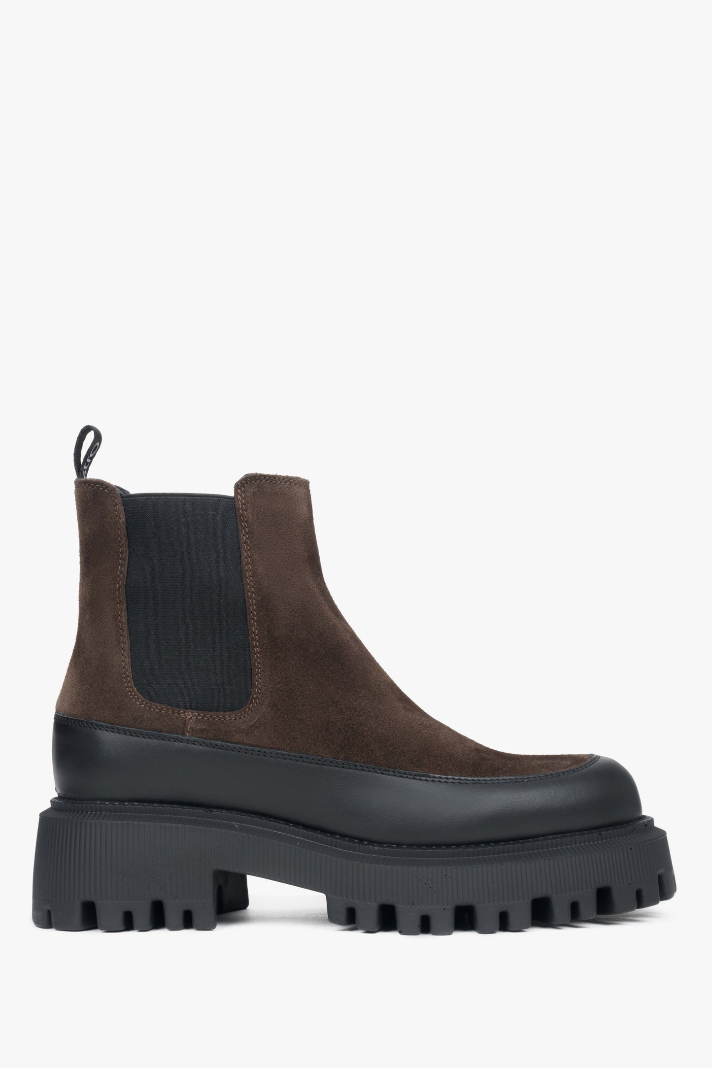 Dunkelbrauner Damen-Chelsea-Boot aus edlem Velours Estro ER00117952.