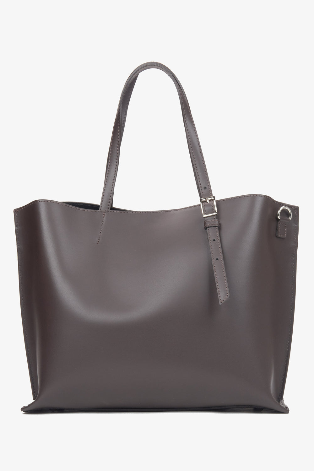 Dunkelbrauner Damen-Shopper aus edlem italienischem Echtleder Estro ER00116707.