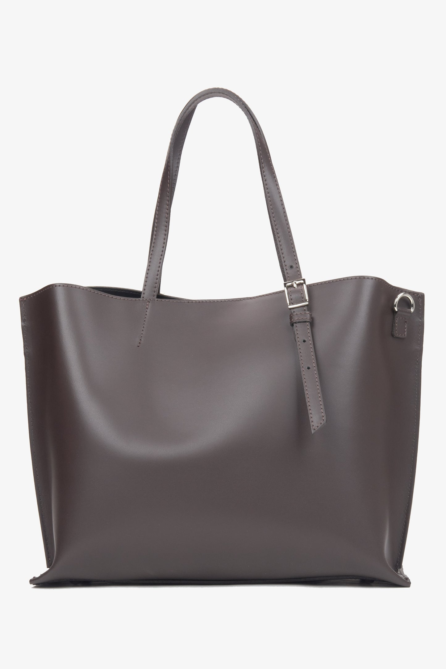 Dunkelbrauner Damen-Shopper aus edlem italienischem Echtleder Estro ER00116707.