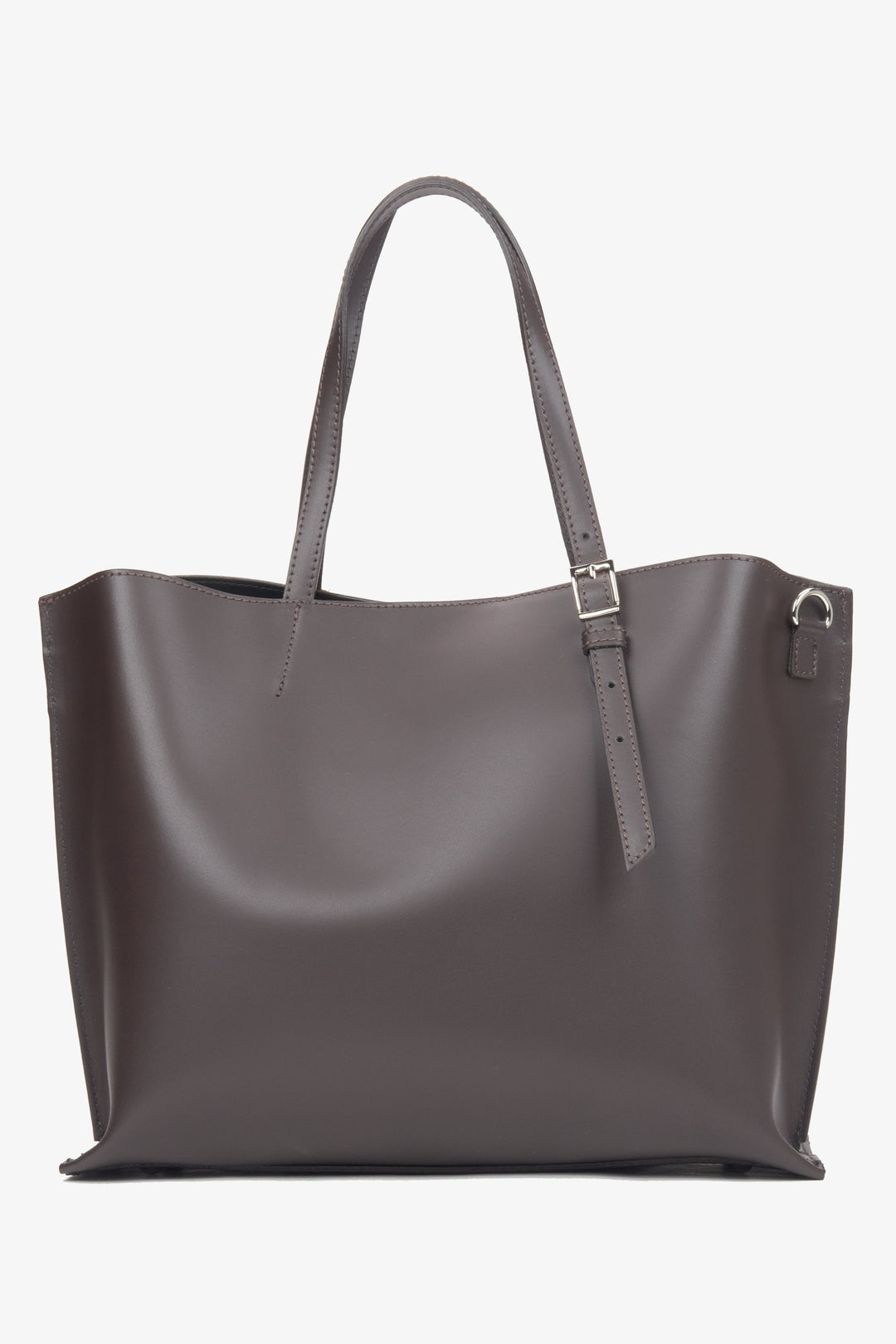 Dunkelbrauner Damen-Shopper aus edlem italienischem Echtleder Estro ER00116707.