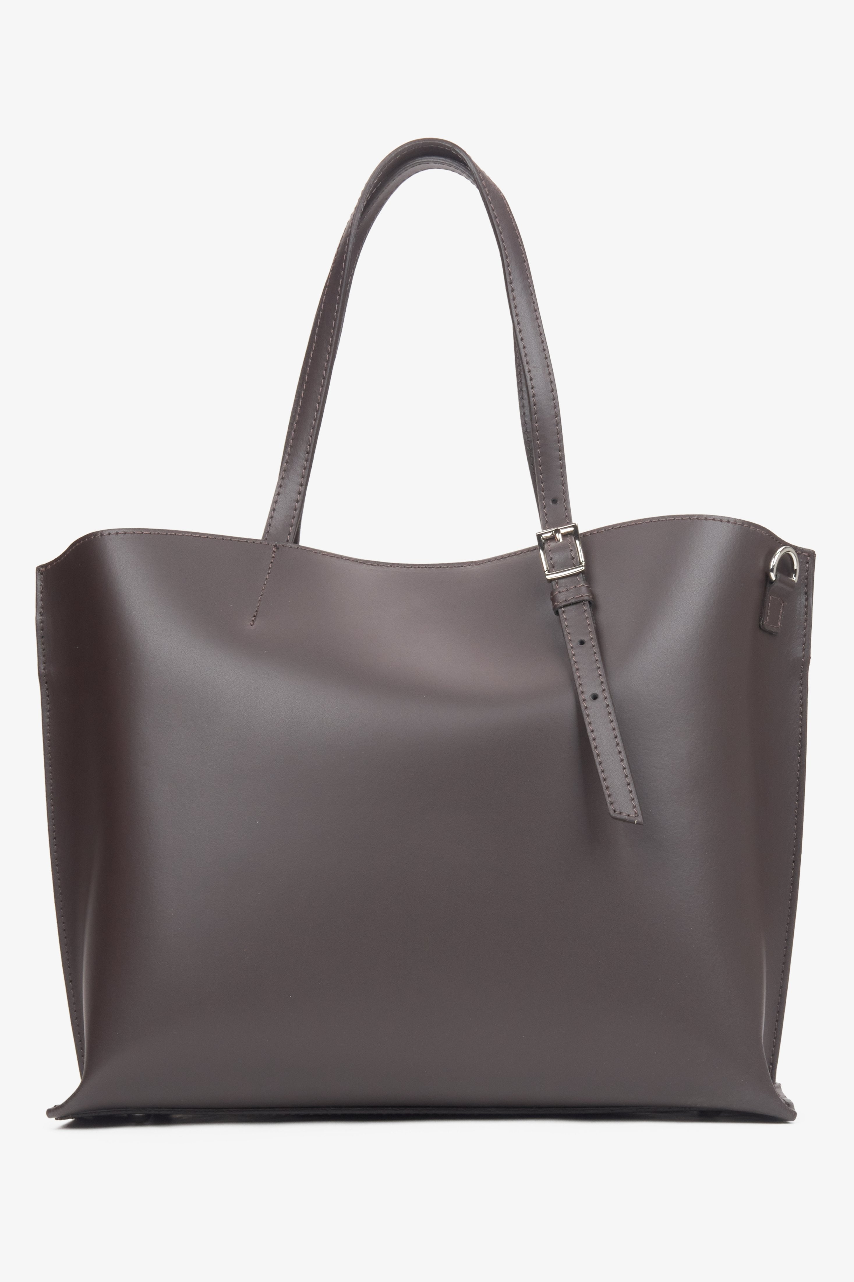Dunkelbrauner Damen-Shopper von Estro aus edlem italienischem Naturleder.