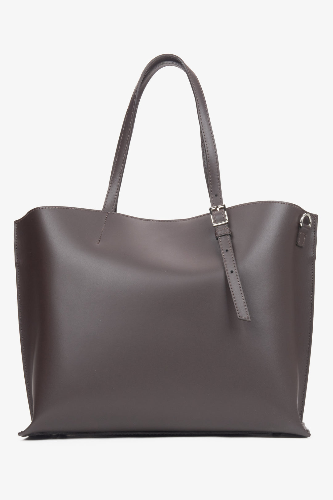 Dunkelbrauner Damen-Shopper von Estro aus edlem italienischem Naturleder.