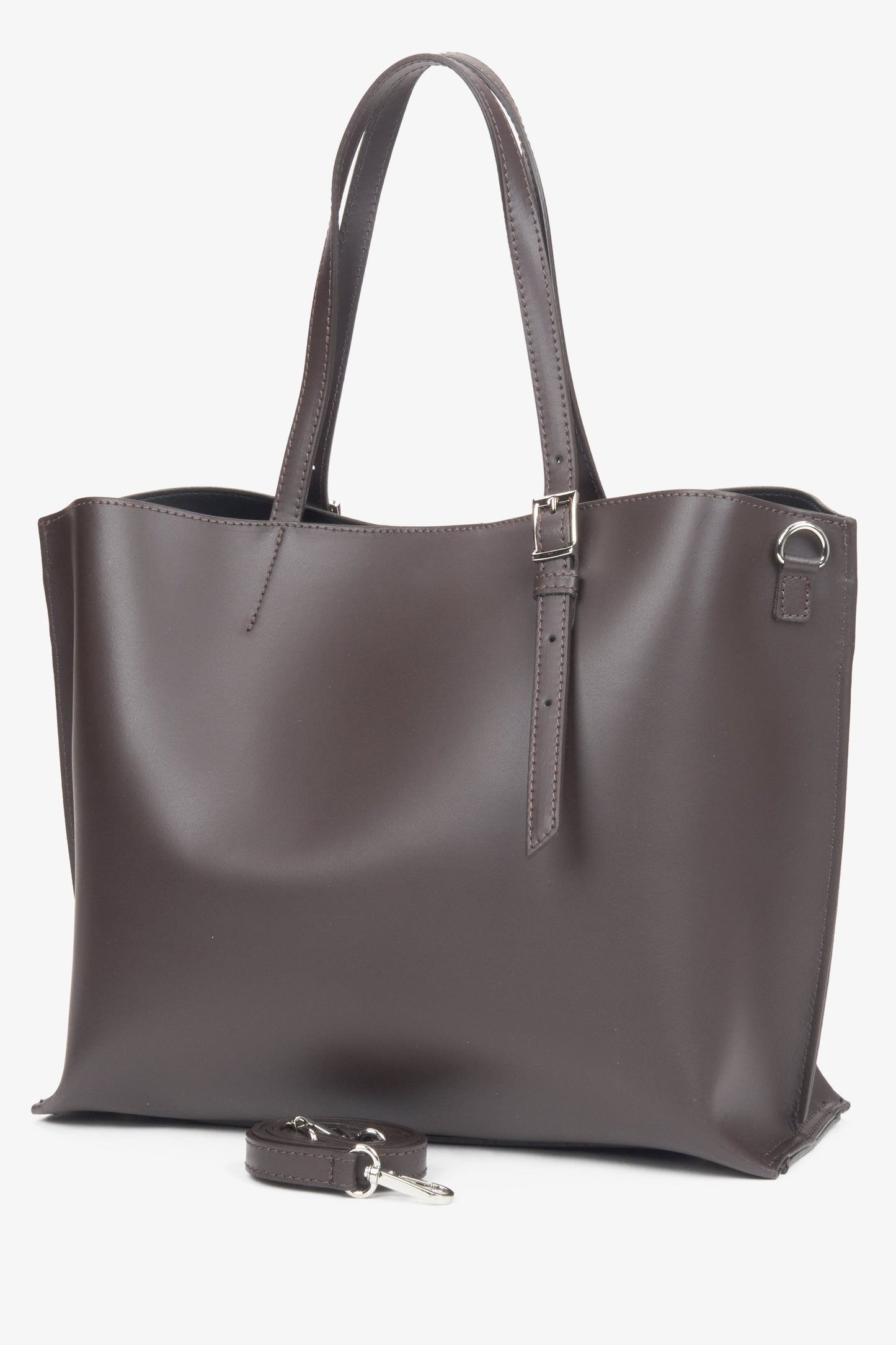 Stilvoller dunkelbrauner Damen-Shopper von Estro aus edlem italienischem Naturleder.
