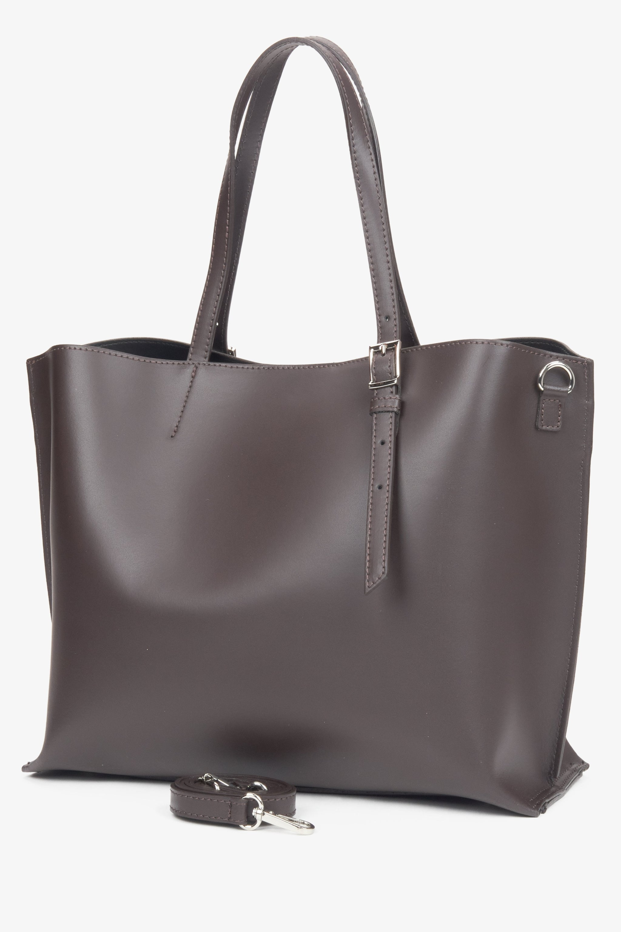 Stilvoller dunkelbrauner Damen-Shopper von Estro aus edlem italienischem Naturleder.