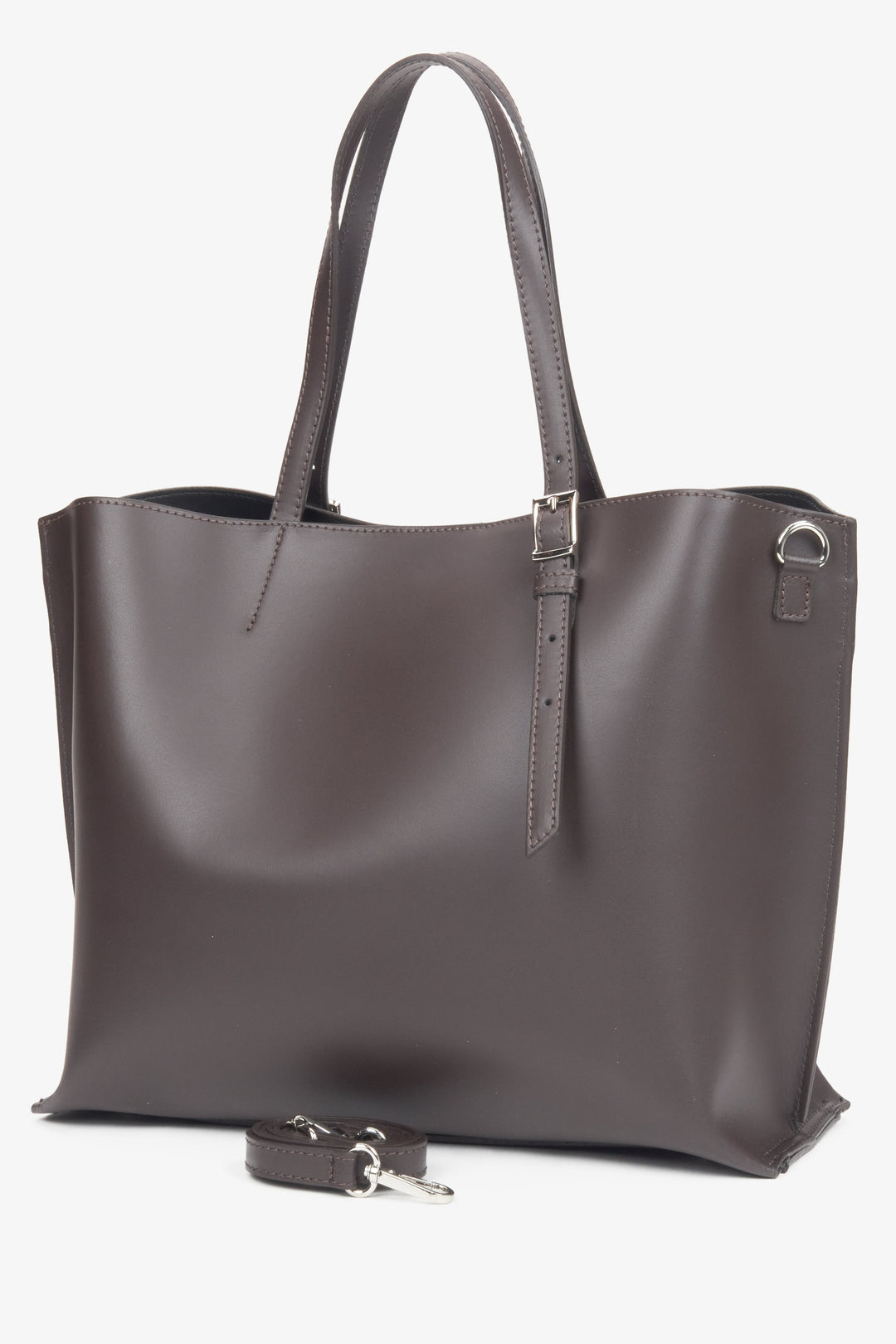 Stilvoller dunkelbrauner Damen-Shopper von Estro aus edlem italienischem Naturleder.