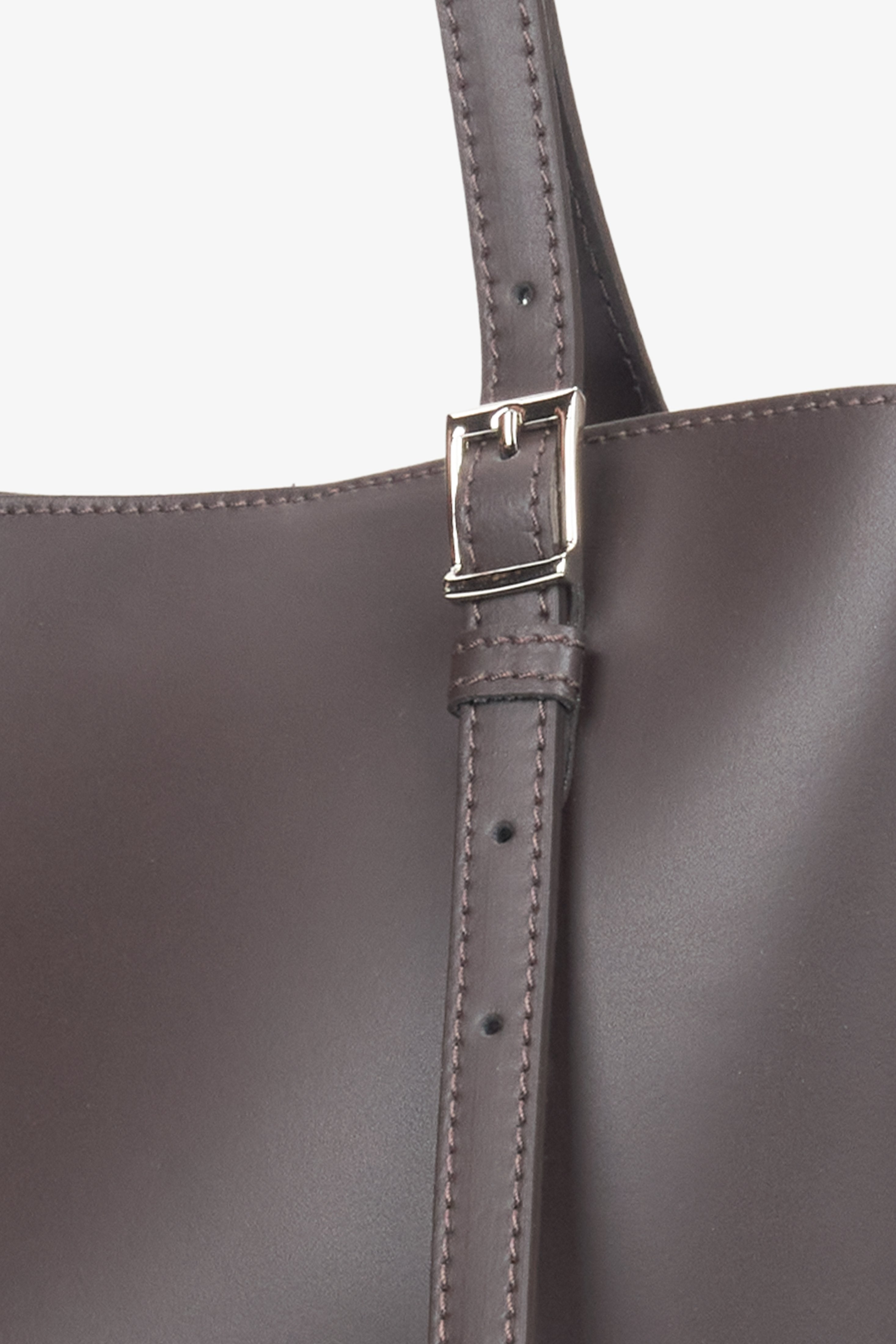 Estro - Eleganter Shopper aus italienischem Leder - dunkelbraun.