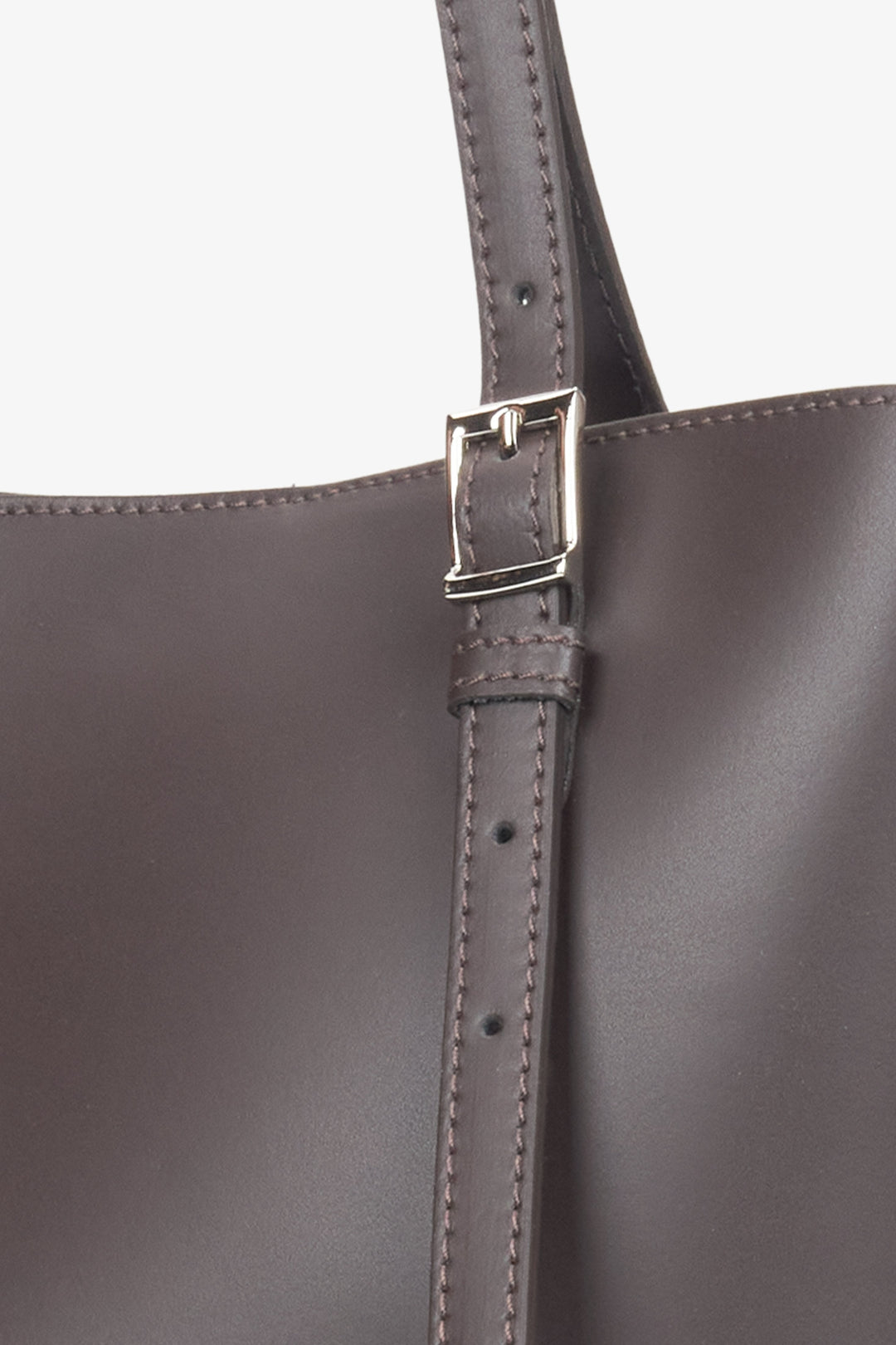 Estro - Eleganter Shopper aus italienischem Leder - dunkelbraun.