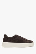 Dunkelbrauner Damen-Sneaker low aus edlem italienischem Velours Estro ER00115698.