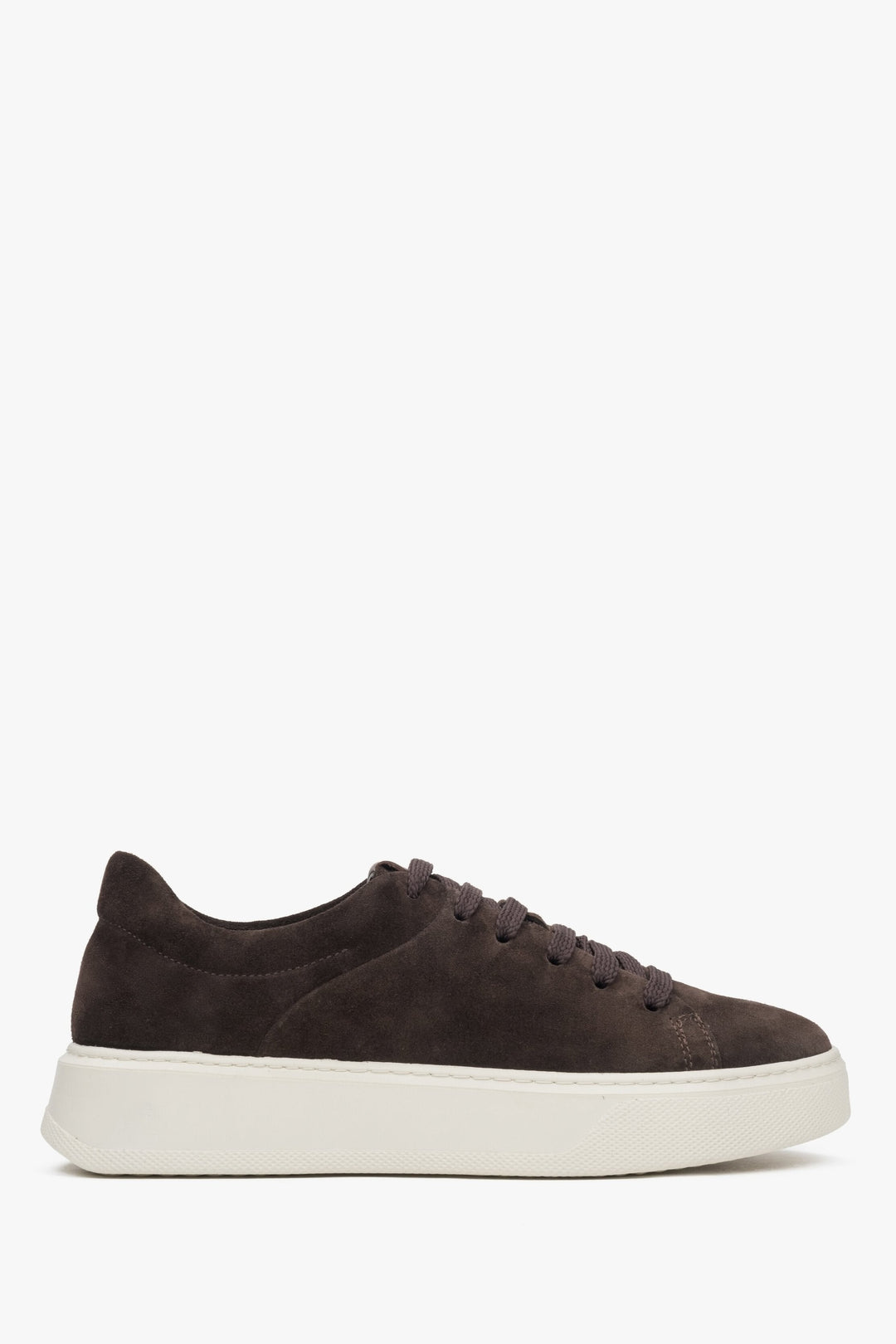 Dunkelbrauner Damen-Sneaker low aus edlem italienischem Velours Estro ER00115698.