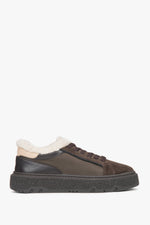 Dunkelbrauner Damen-Wintersneaker aus italienischem Leder und Velours Estro ER00117957.
