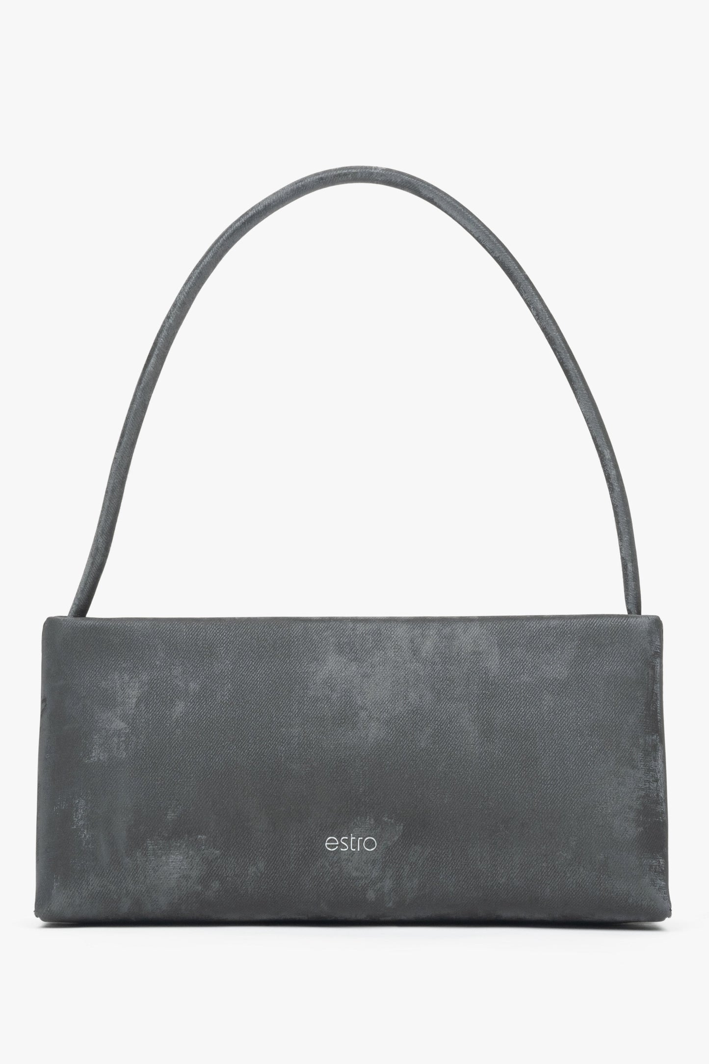 Dunkelgraue Damen-Schultertasche aus echtem Leder mit elegantem Marmor-Print Estro ER00115802.