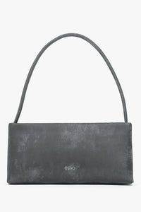 Dunkelgraue Damen-Schultertasche aus echtem Leder mit elegantem Marmor-Print Estro ER00115802.